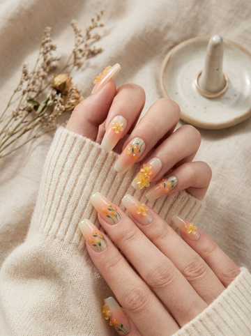 [NV-FY-007] Sun-Kissed Meadow 3D Floral Peach Ombre Set