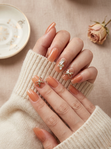 [NV-FY-004] Golden Honey Jelly with Crystal Bow Accents