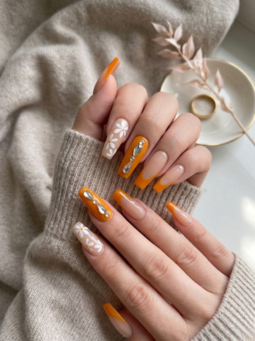[NV-TY-006] Sunset Daisy Glam Orange & Crystal Set